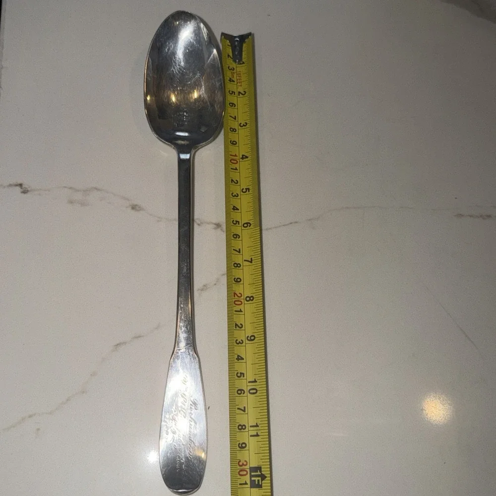 Gorham Extra-Large Plate Spoon Signed : 1780: Rochambeau, To Lt. Gov.Jabez Lowe